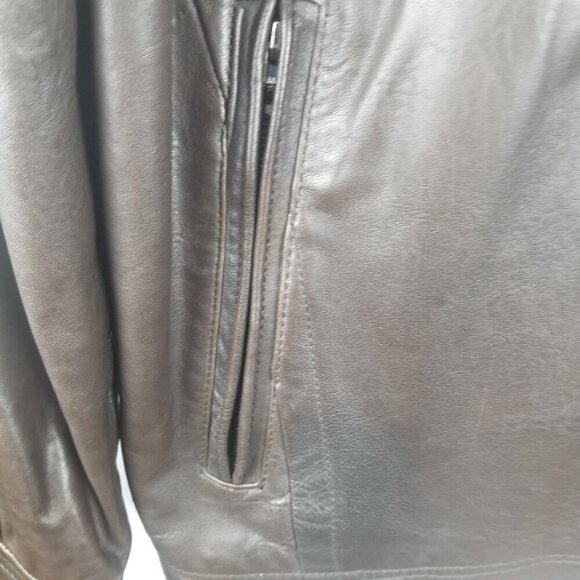 Andrew Marc New York Men's Dark Brown 100% Leather Biker Lined Jacket Sz XL - Picture 5 of 13